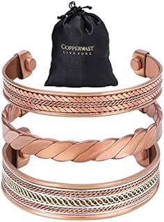 Copper Bracelets- for Men and Women| Set of 3 with Gift Bag |Handmade 100% Copper