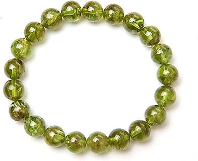 8mm Genuine Natural Olivine Peridot Gemstone Crystal Round Bead Stretch Bracelet