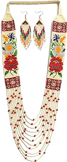 Native American Style Layered Beaded Necklace– Ukrainian beaded Necklace Native Handmade Seed Bead Necklace,Tribal ethnic beaded necklace La-8