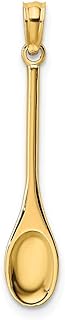 14k Gold 3 d Wooden Spoon High Polish Charm Pendant Necklace Measures 22.9x5.1mm Wide 1.25mm Thick Jewelry for Women