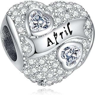 ZHIPAL Birthstone Charms for Bracelet 925 Sterling Silver Dangle Charm Beads Pendants Fit for Bracelets and Necklaces with 5A Cubic Zirconia, Birthday Mothers Day Gifts