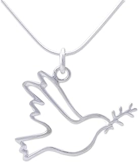 NOVICA Artisan Handmade .925 Sterling Silver Pendant Necklace Quechua Dove Peru Animal Themed Peace Bird 'Quechua Dove'