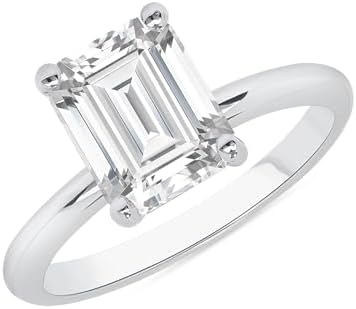 1 to 5 Carat Fancy Shape Moissanite Solitaire Engagement Ring for Women in 14k White Gold (D-F, VS1-VS2, cttw DEW) Anniversary Wedding Ring for Women Size 4 to 11 Made in USA