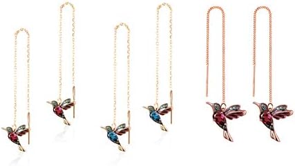 1-3Pairs Cute Flying Hummingbird Drop Earrings Long Tassel Flyer Rhinestone Bird Crystal Dangle for Women Girls Elegant Jewelry