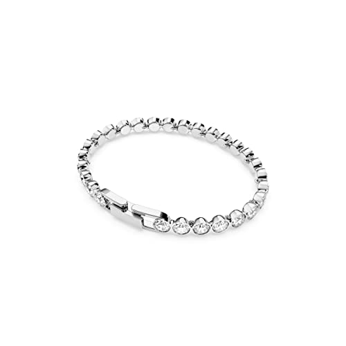 Tennis Bracelet and Earring Jewelry Collection, Rhodium Finish, Clear Crystals