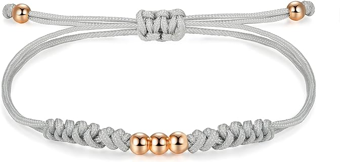 JENDEAR SHINE Braided Rope Bracelet for Women, Handmade Bracelet With Beads And Knots, Girl Birthday Friendship Lucky Gift Red Black Jewelry