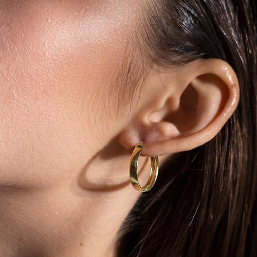 14K Gold Hoop Earrings for Women,Gold Hoops Earrings for Women 14K Gold Earrings Large Hoop Earrings Minimalist Earring Hoops 30mm