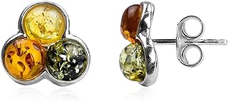 Ian and Valeri Co. Multicolor Amber Sterling Silver Fashion Charming Stud Earrings