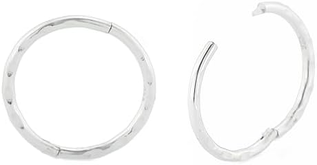 925 Sterling Silver Faceted Hoop Earrings, Delicate Handcrafted 14 Gauge Sleeper Hoops in Sizes 8mm, 10mm, 12mm and 14mm, Perfect for Women, Men, Girls; Seamless Design