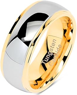 100S JEWELRY Engraved Personalized Tungsten Rings For Men Women Wedding Band Two Tone Gold Silver Engagement Sizes 6-16
