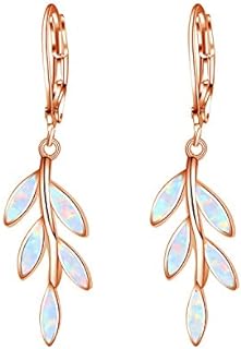 CiNily Opal Dangle Drop Earrings White Gold or Rose Gold Plated Opal Jewelry for Women Girls Wedding Earrings
