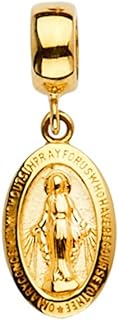 JewelryWeb 14k Yellow Gold Virgin Mary Charm For Mix and Match Bracelet 7x21mm
