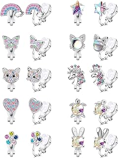 FIBO STEEL Cute Clip on Earrings for Women Girls Hypoallergenic Heart Butterfly Flower Clip On Earrings for Non Pierced Multicolored Clip Earrings Sets