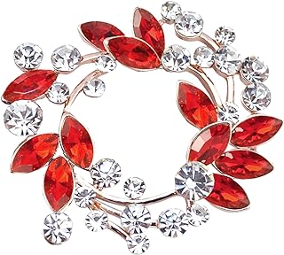 Gyn&Joy Clear Crystal Rhinestone Floral Wreath Pin Brooch BZ005