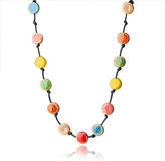 Ceramic Bead Vintage Personality Jewelry Colorful flat Bead Necklaces