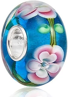 Flower Murano Glass Charm 925 Sterling Silver Flowers Beads fit for Fashion Charms Bracelets