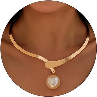 Harry Styles Inspired Gold Alloy Pearl Choker Necklace for Women and Girls - Elegant Open Chunky Design