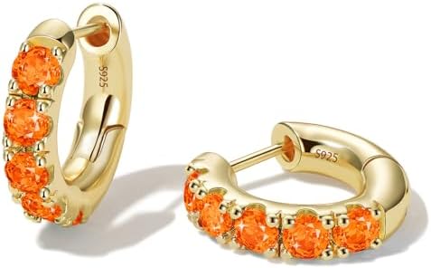 14k Gold Plated Cubic Zirconia Hoop Earrings for Women Sterling Silver Post Cuff Earrings Huggie Stud for Women Girls Hypoallergenic Trendy Jewelry Gift Birthday Anniversary Wedding Earring