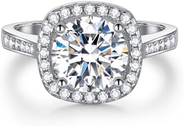 Moissanite Rings for Women, D Color VVS1 Clarity Round Cut Engagement Ring, S925 Sterling Silver Rings, 1/2CT Classic Four-Prong Wedding Rings for Women, Promise Rings for Her, Gift Box Packaging