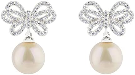 Chic Designer Dangle Stud Earrings with Secure Push Back, Decorated with Glass Rhinestones, Perfect for Every Lady's Wardrobe - Bowknot Design