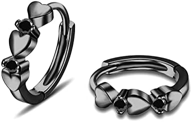 CiNily 14K White Gold Plated Small Hoop Earrings for Women Girls Heart Cubic Zirconia Hypoallergenic Earrings
