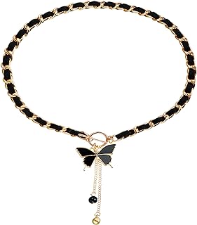 Toggle Clasp Pendant Choker Charm Necklace Metal Cable Chain with Suede Faux Leather Rope Jewelry for Women Girls