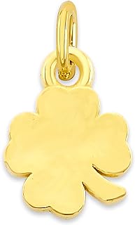 10k Yellow Gold Four-Leaf Clover Microcharm Bracelet with Jump-Ring Clasp, Perfect Good Luck Symbol Jewelry Gift for Loved Ones