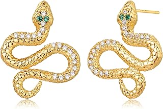 BENEIGE Dainty Gold Stud Earrings for Women 14K Gold Plated Huggie Hoop Dangle Snake Evil Eye Butterfly Cross Heart Ear Studs Hypoallergenic Minimalist Jewelry Gift for Women