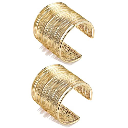 2-8 Pcs Cuff Bangle Bracelet for Women Open Wide Wire Bracelets Gold Wrist Cuff Wrap Bracelet Adjustable