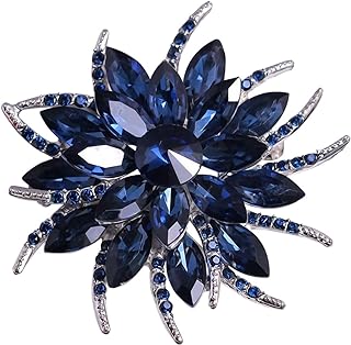 Merdia Flower Brooches Pin for Women Brides Created Crystal Brooch Blue