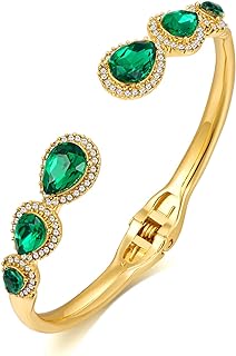 Open Cuff Bangle Bracelet Green Bracelets for Women Rhinestone Bracelet Fashion Jewelry Gift
