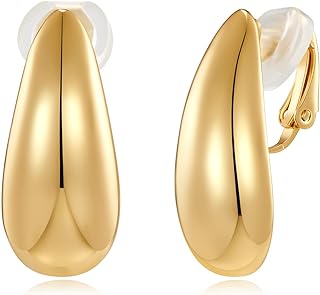 Teardrop Clip on Earrings Gold Drop Clip Earrings for Women Drop Dangle Earrings Fashion Jewelry Gifts for Women