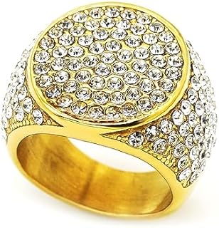 ICED OUT Ring for men Wedding Rings for Men Round Circle Stainless Steel ring Hip Hop ring Radiant Rings Bling Iced Out Jewelry Punk Ring Club ring Heavy Metal ring Party