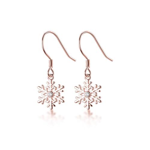 SLUYNZ 925 Sterling Silver Snowflake Earrings Drop for Women Teen Girls Small Snowflake Dangle Earrings