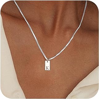 Dainty Silver Initial Choker Necklace with Cable Chain for Women, Elegant Personalized Initial Design