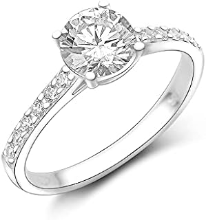CZ Engagement Rings for Women, Round Solitaire Vintage Wedding Rings for Women, Bridal Sets US Size 5-9 Halo Promise Rings for Her