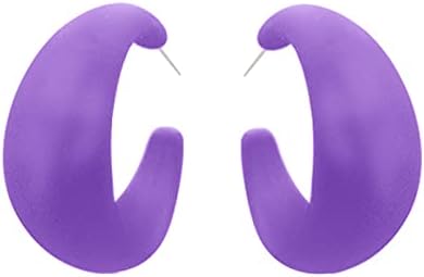 Vibrant Purple Hoop Earrings with Metal Alloy and Square Hollow Design for Women and Girls