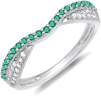 Elegant 14K White Gold Tsavorite and Diamond Stackable Engagement Ring - Versatile Design for Every Style
