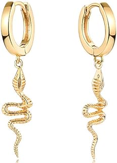MEVECCO Gold Snake Earrings for Women 18K Gold Plated Dainty Snake Huggie Hoop Earrings Small Tiny Minimalist Snake Dangle Drop Hoop Huggie Earrings Snake Jewelry