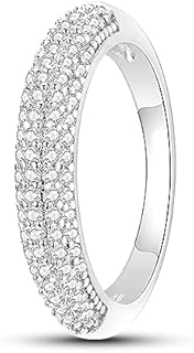Hapour 925 Sterling Silver CZ Simulated Diamond Stackable Ring Eternity Bands for Women, Wedding Band Engagement Stacking Ring, Size 6