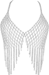 Tassel Rhinestone Chest Chain Bra Body Jewelry for Women Silver Bikini Bra Body Chains
