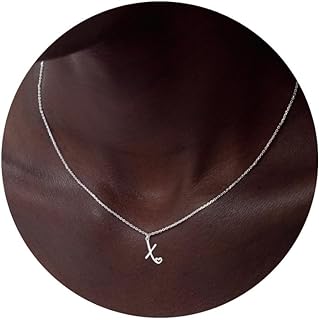 Initial Necklaces for Women,Trendy Letter Necklace Silver Plated Dainty Initial Pendant Necklace Simple Name Necklace Personalized Cute Silver Choker Necklace Silver Jewelry Gifts for Women