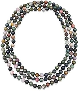 Fancy-Jasper Beaded Infinity Necklace - MGR MY GEMS ROCK! Matte Finish Multi-Wrap Necklace for Men & Women, Unique Mala Chakra Design