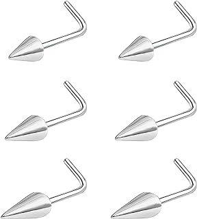 Spike Nose Ring Set by BodyAce - Stainless Steel Studs with Punk Aesthetic - Unisex Nose Piercing Jewelry in Diverse Sizes - Rust-Resistant, Ideal for Sensitive Skin