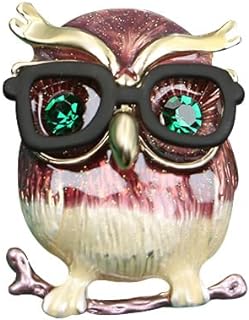 14K Yellow Gold Glasses Owl Brooch with Pin Clasp and Moissanite Gems, Ideal Gift for Fashion Lovers, Unique Animal Design