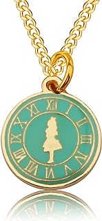 Lobster Clasp Stainless Steel Alice Pendant Watch Necklace with Cable Chain - Perfect Gift for Book Lovers, Daughters, or Geeks - Rabbit, Clock & Poker Party Design