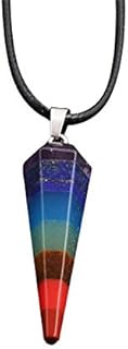 7 Chakra Healing Stone Hexagonal Rope Chain Pendant Necklace Crystal Reiki EnergyYoga Meditation Necklace for Women Girl Men Boy Stress Anxiety Relief Jewelry Gift
