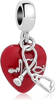 Nurse Charm Bracelet with Copper Chain, Perfect Heart/Stethoscope Design Gift for Medical Professionals, No Gemstone - MiiFort