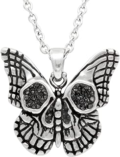 Controse Butterfly Skull Necklace with Pendant (16" - 18" adjustable chain)