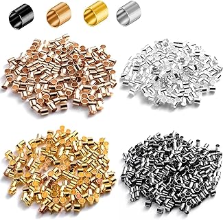 Cylindrical Crimp Bead Bracelet Material in Brilliant Electroplated Alloy with Durable Metal Chain by KAZETEC - Perfect for DIY Jewelry Enthusiasts